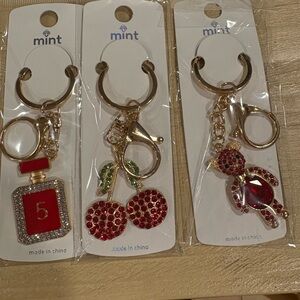 Red girlie bag charm bundle ❤️🌹🍒